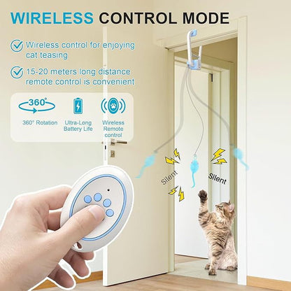 Remote Control Door Hanging Cat Toy with 3 Plush Mice