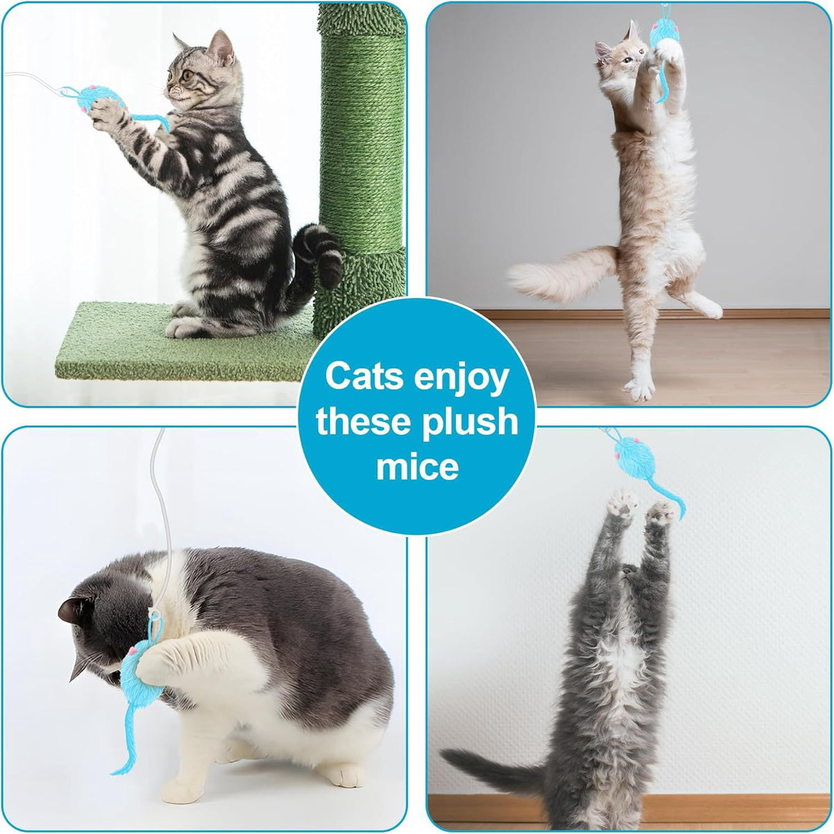 Remote Control Door Hanging Cat Toy with 3 Plush Mice