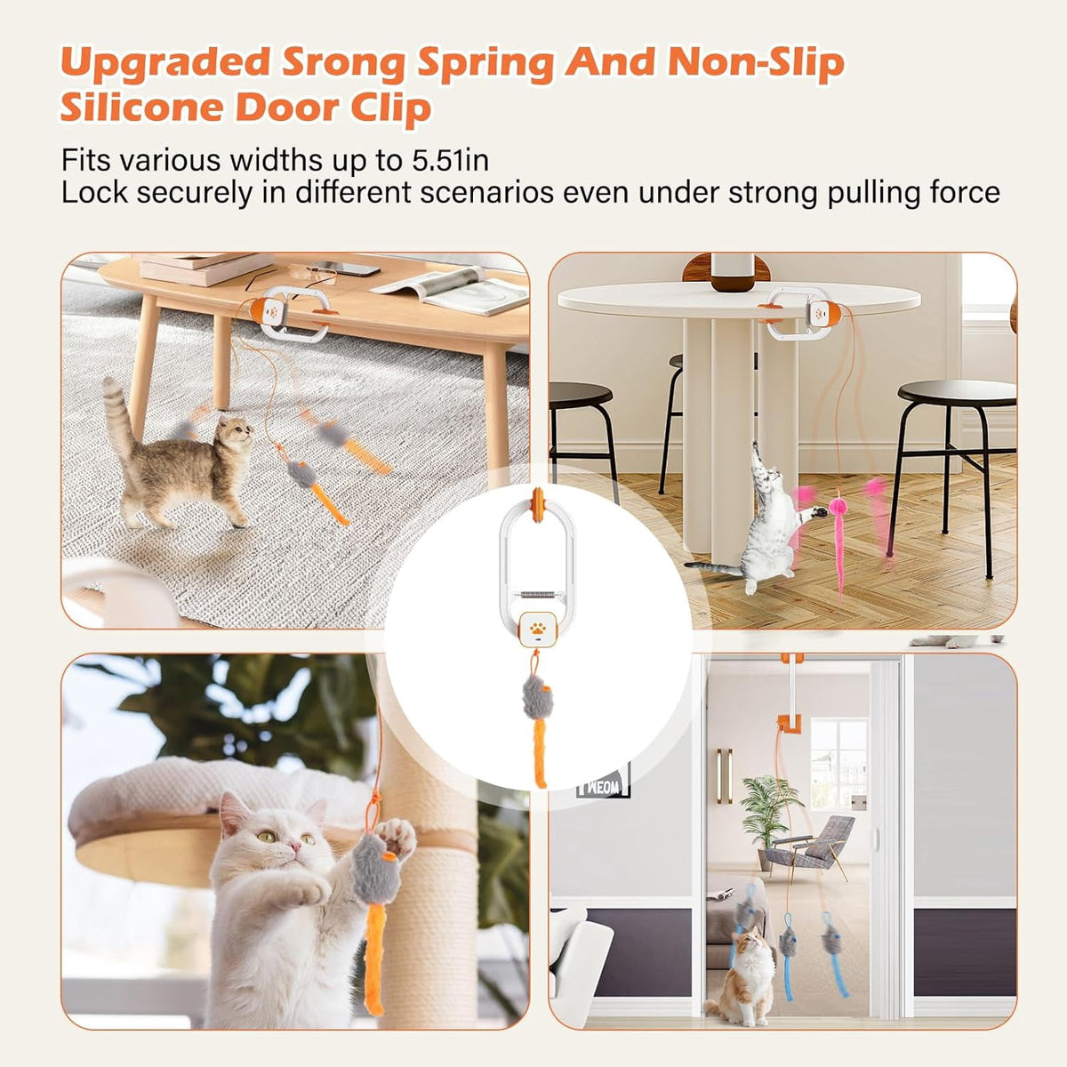Remote Control Door Hanging Cat Toy with 3 Plush Mice