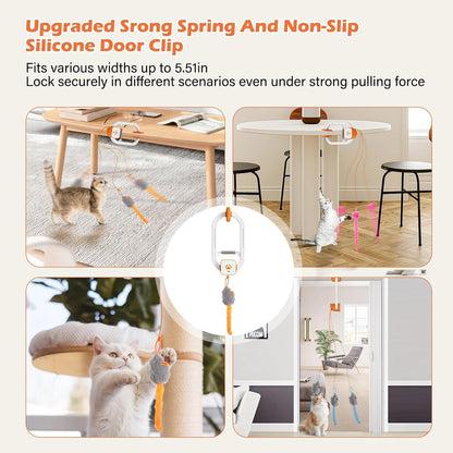 Remote Control Door Hanging Cat Toy with 3 Plush Mice