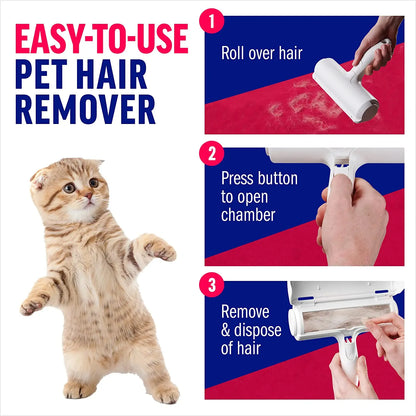 Pet Hair Remover Roller with Self-Cleaning Base - Effective Tool for Dog and Cat Fur Removal from Furniture