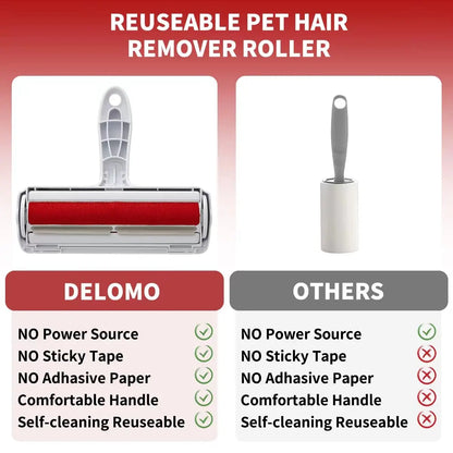 Pet Hair Remover Roller with Self-Cleaning Base - Effective Tool for Dog and Cat Fur Removal from Furniture